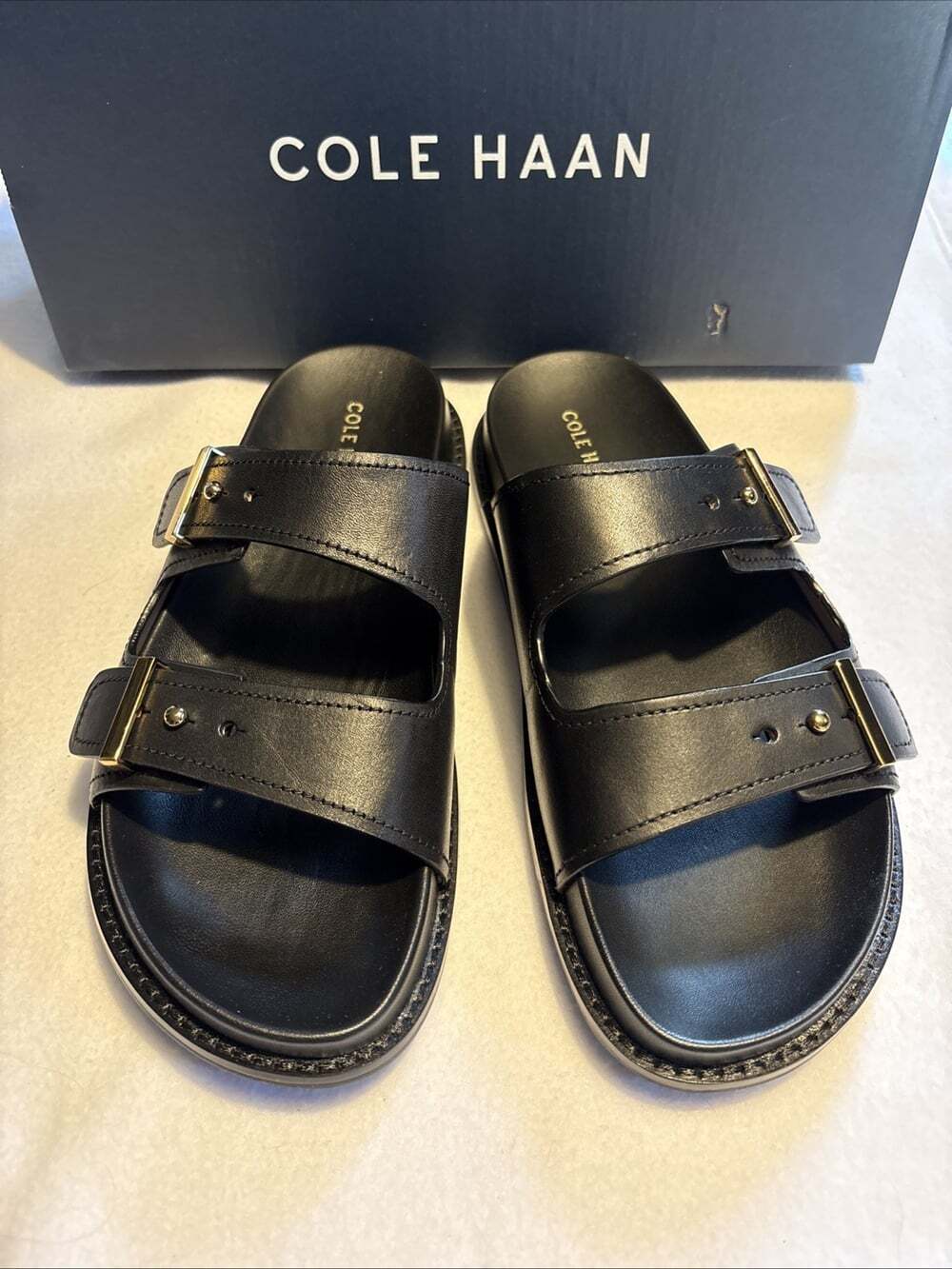 Cole Haan Women's Sandal Marisol Footbed Size 8 B Black Leather W31882 New